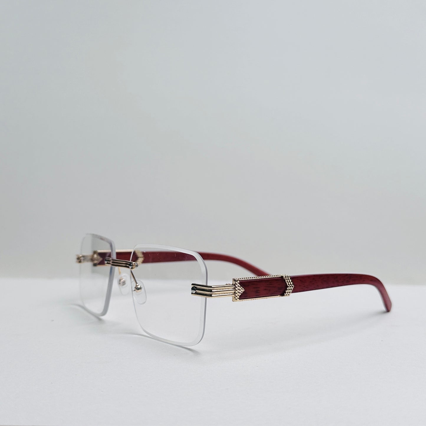 Rimless Glasses with Woodcraft TOMHARDEE