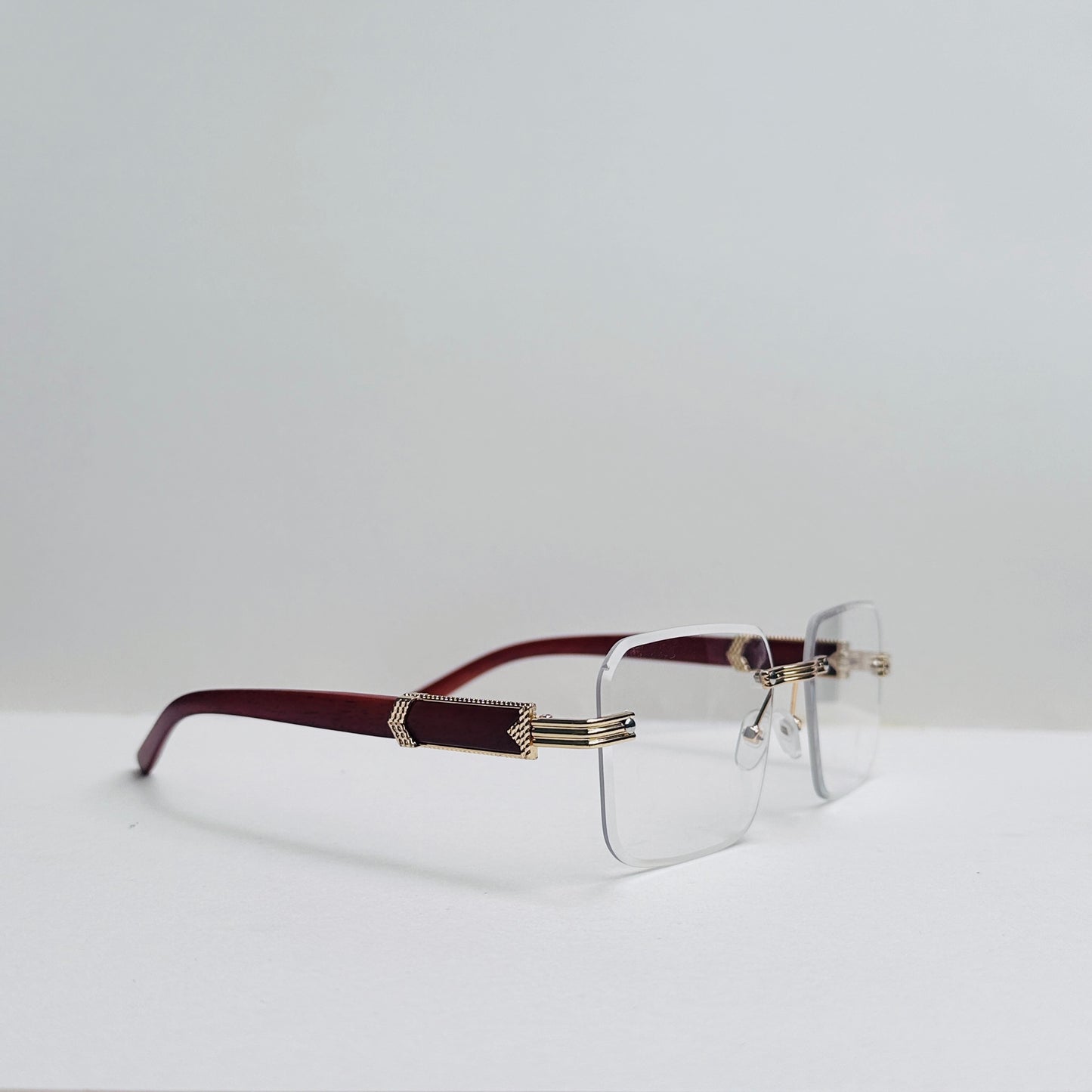 Rimless Glasses with Woodcraft TOMHARDEE