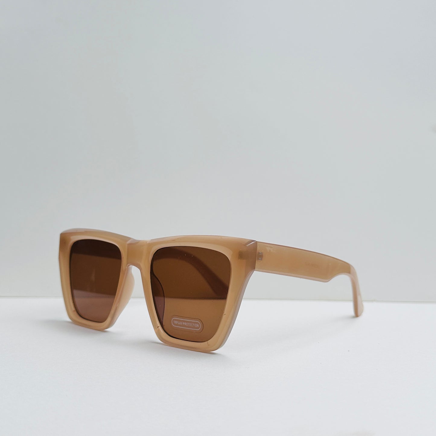 Square Shape Camel Transparent Sunglasses