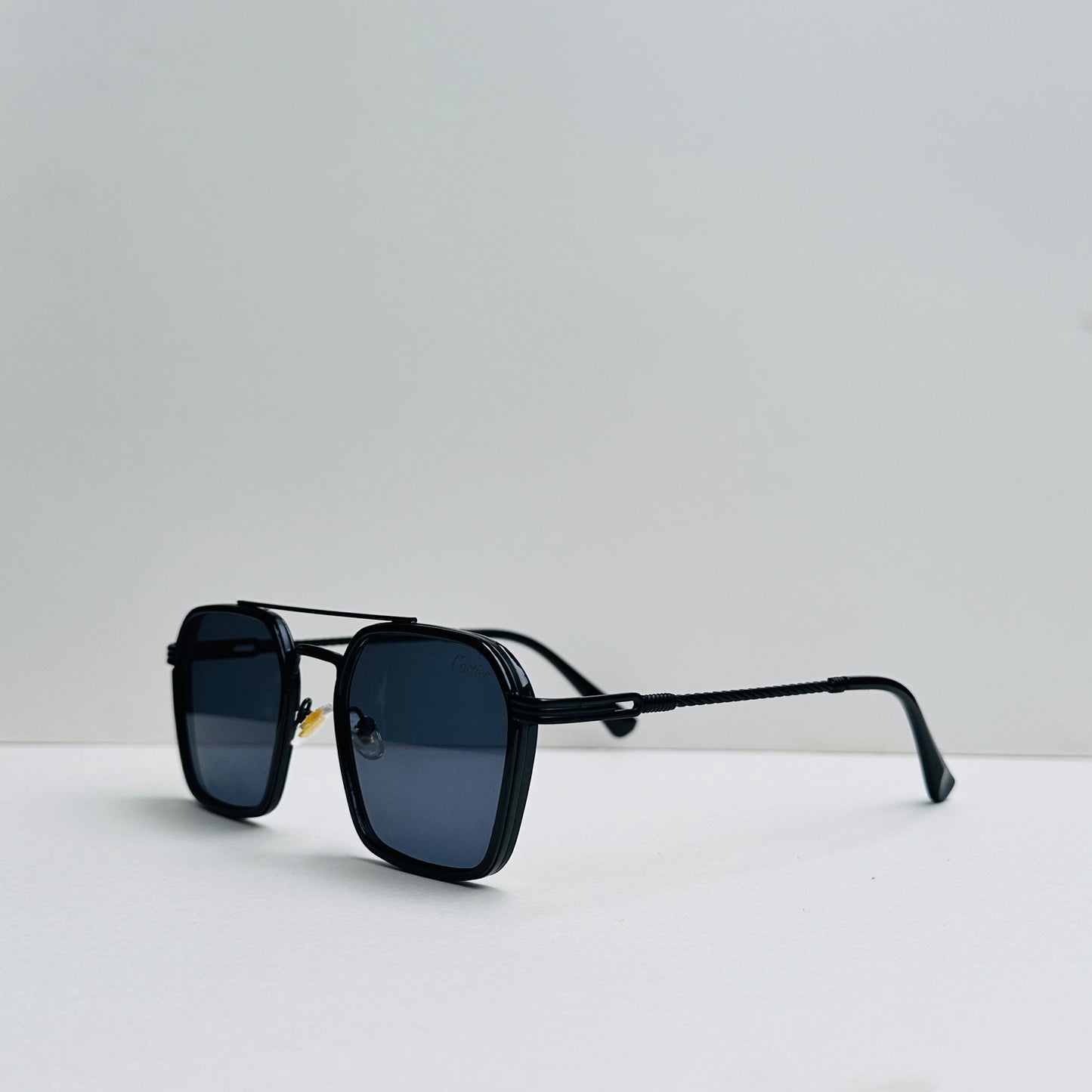 Double Bridge Cartier Black Metallic Sunglasses