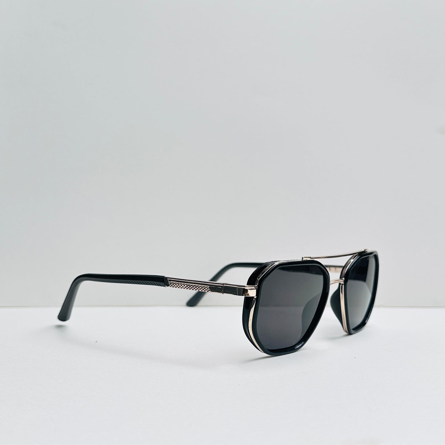 Hugo Boss Double Bridge Golden Metallic Sunglasses with Black Shades