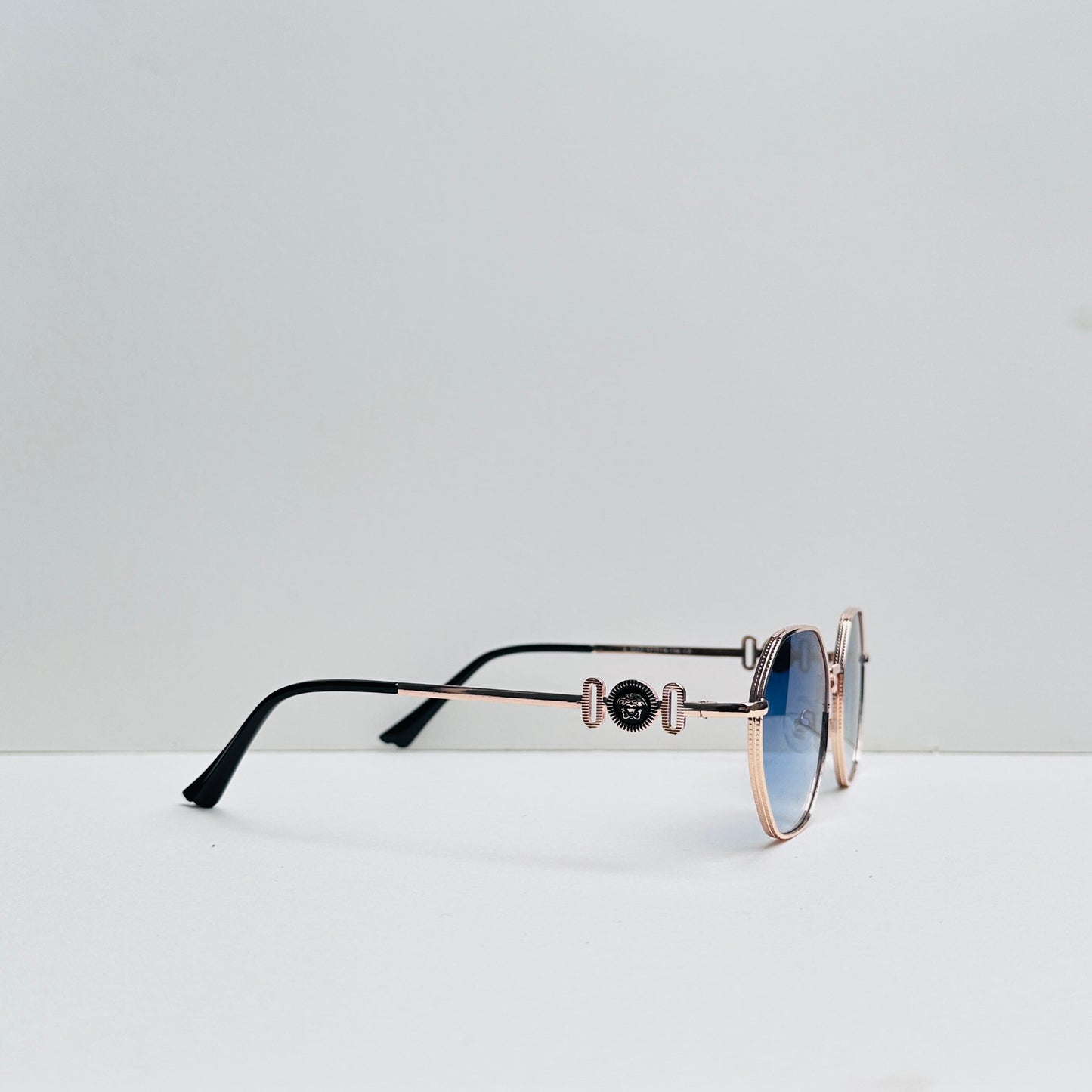 Versace Metallic Golden Blue Double Shaded Sunglasses