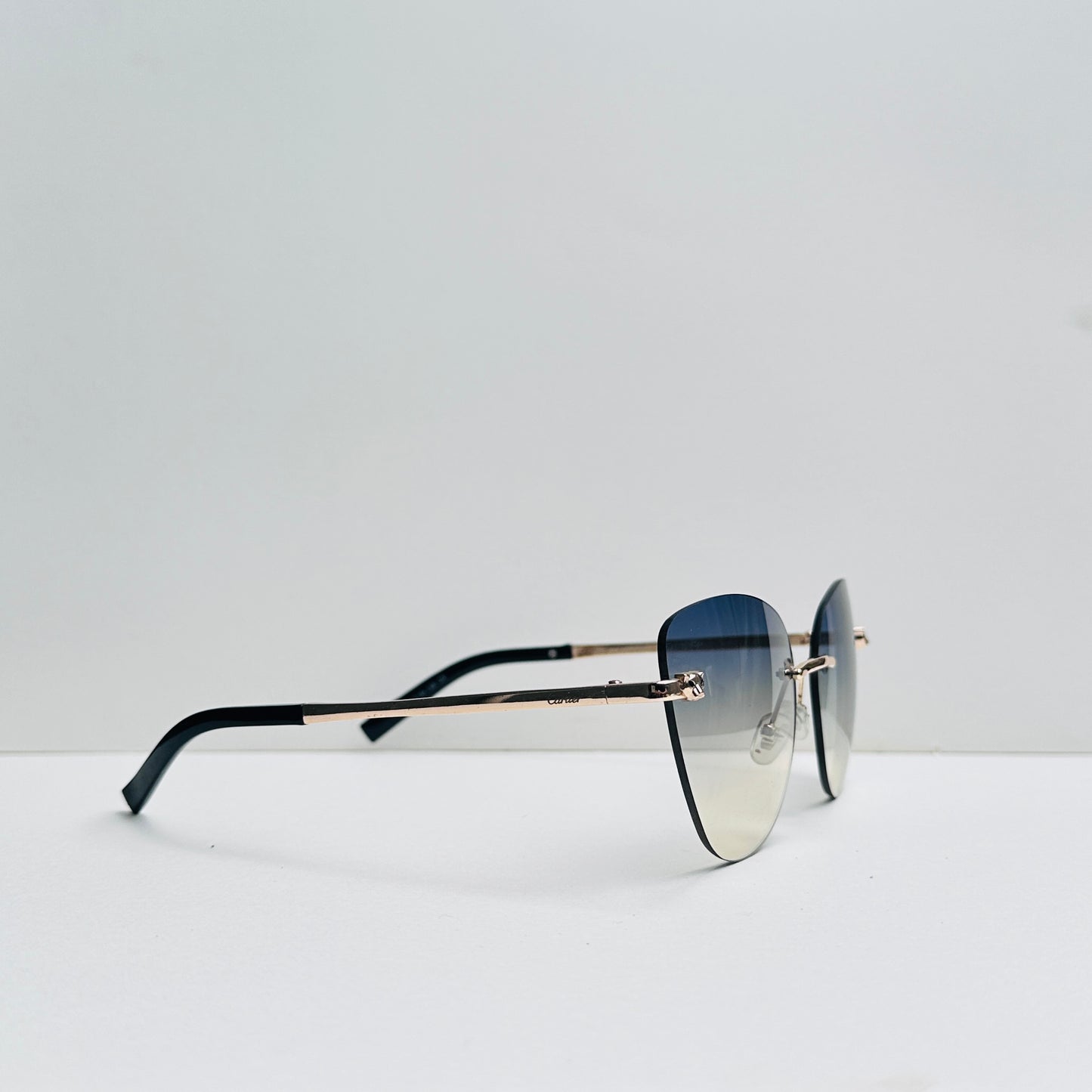 Cartier Transparent Dark Blue Double Shaded Cat-Eye Sunglasses