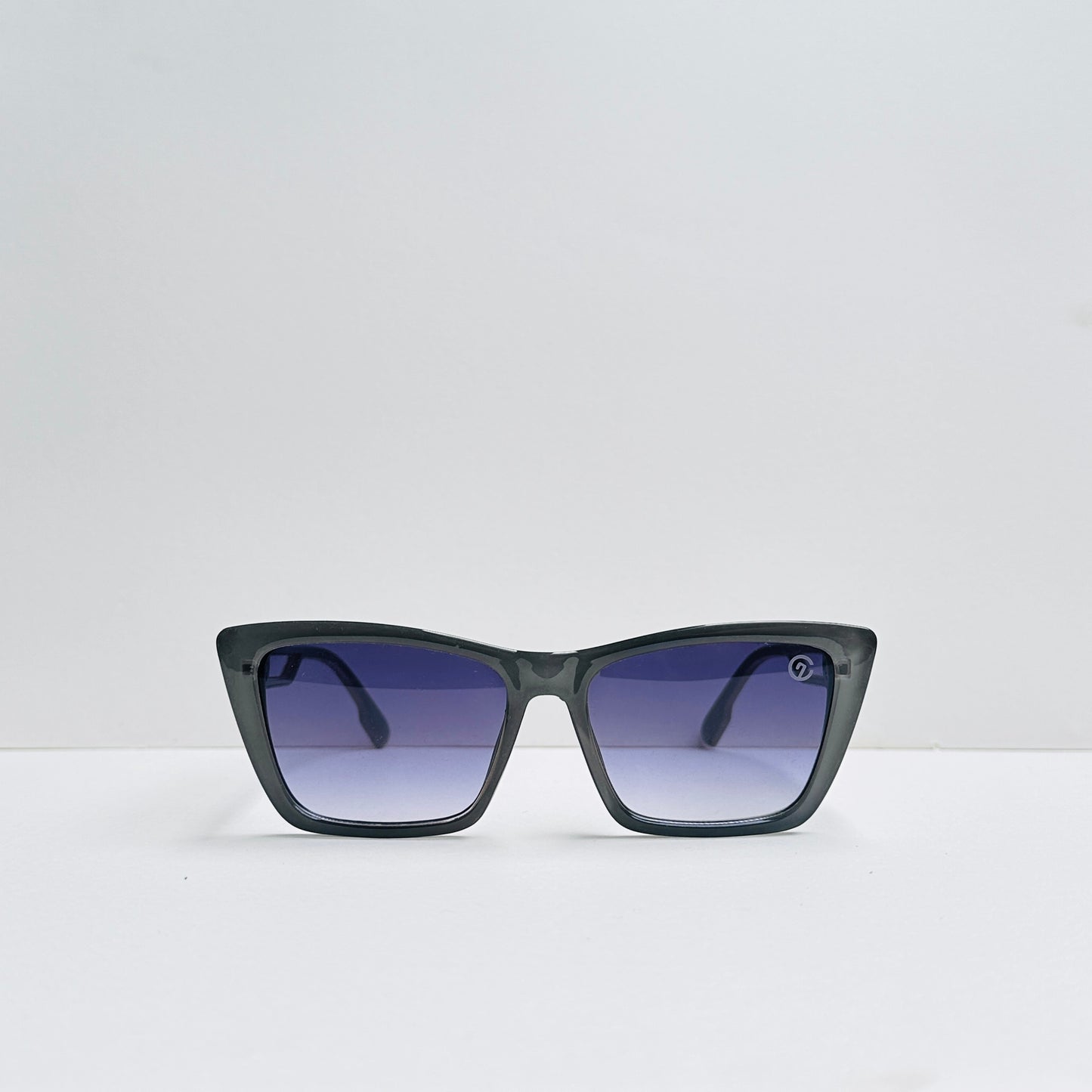 Grey Rectangular Sunglasses with Black Double-Shaded Lenses