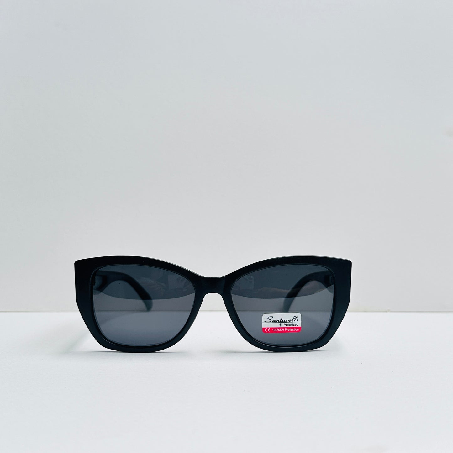 TomHardee Cat-Eye Black Sunglasses with White Sticks & Stone Detailing
