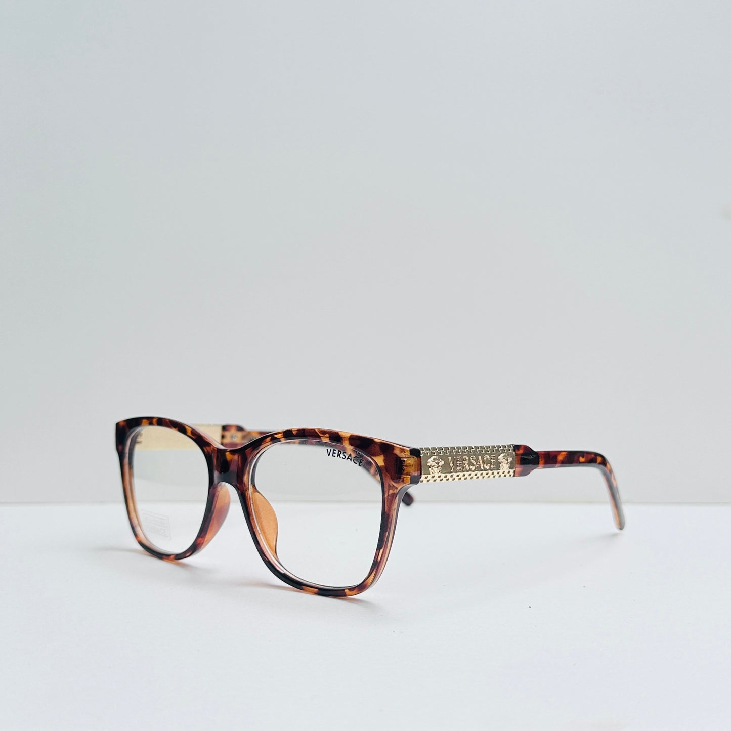 Versace Rectangular Glasses with Golden Crafted Temples
