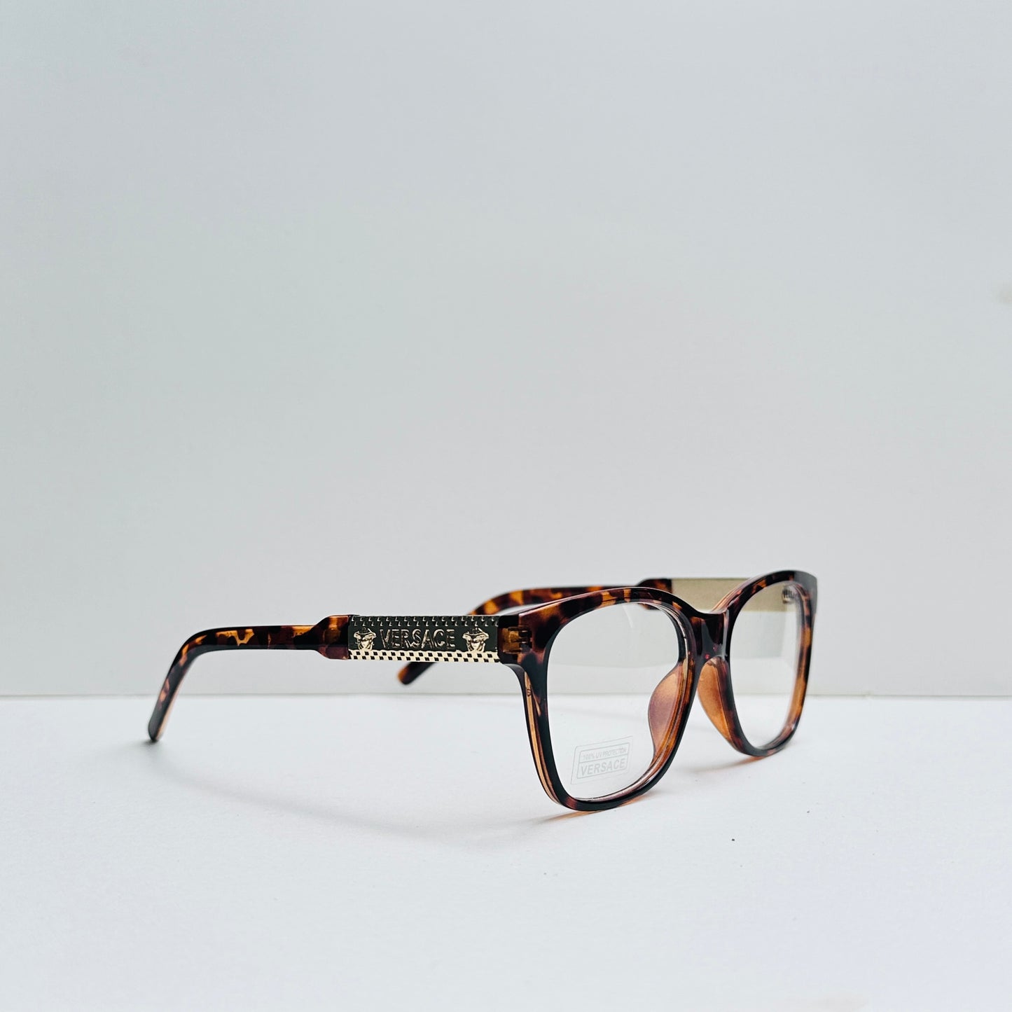 Versace Rectangular Glasses with Golden Crafted Temples