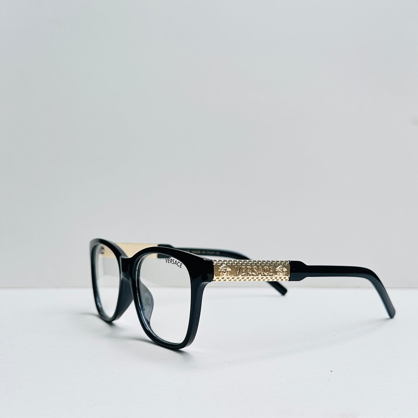 Versace Black Glasses with Golden Crafted Temples