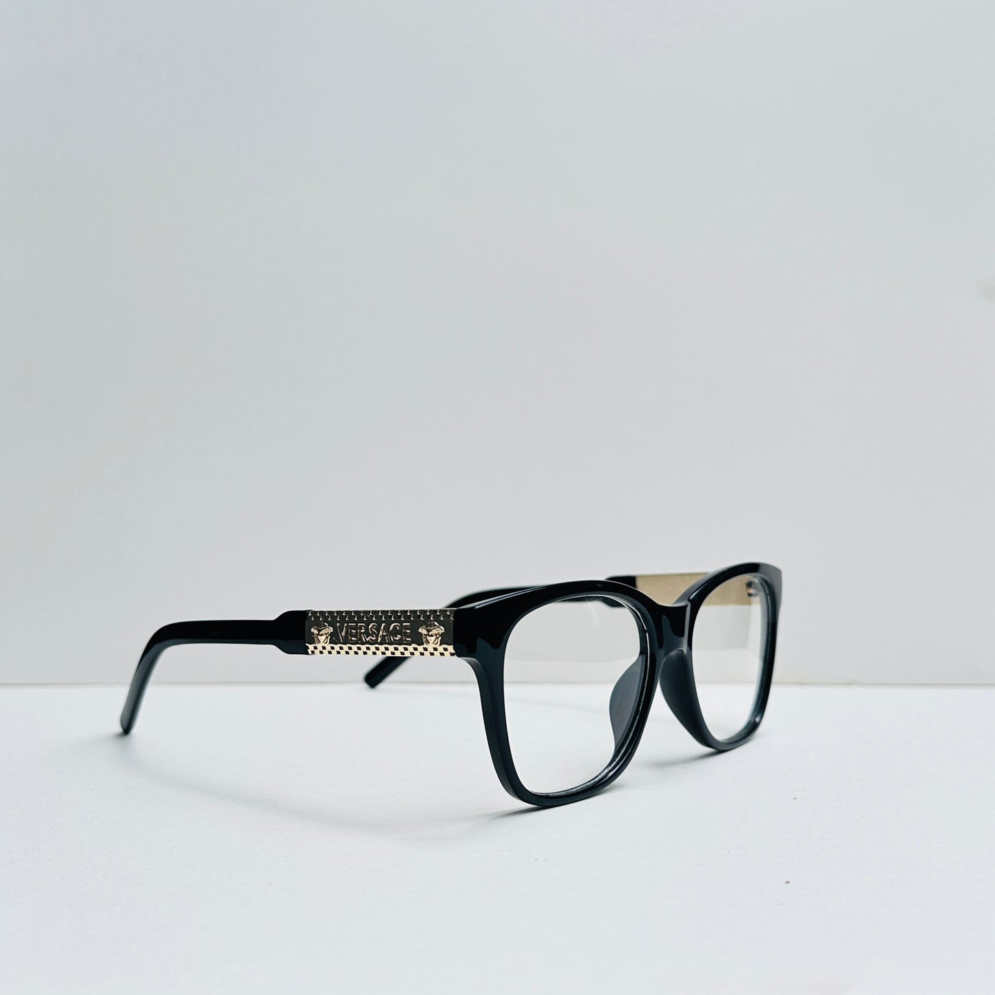 Versace Black Glasses with Golden Crafted Temples