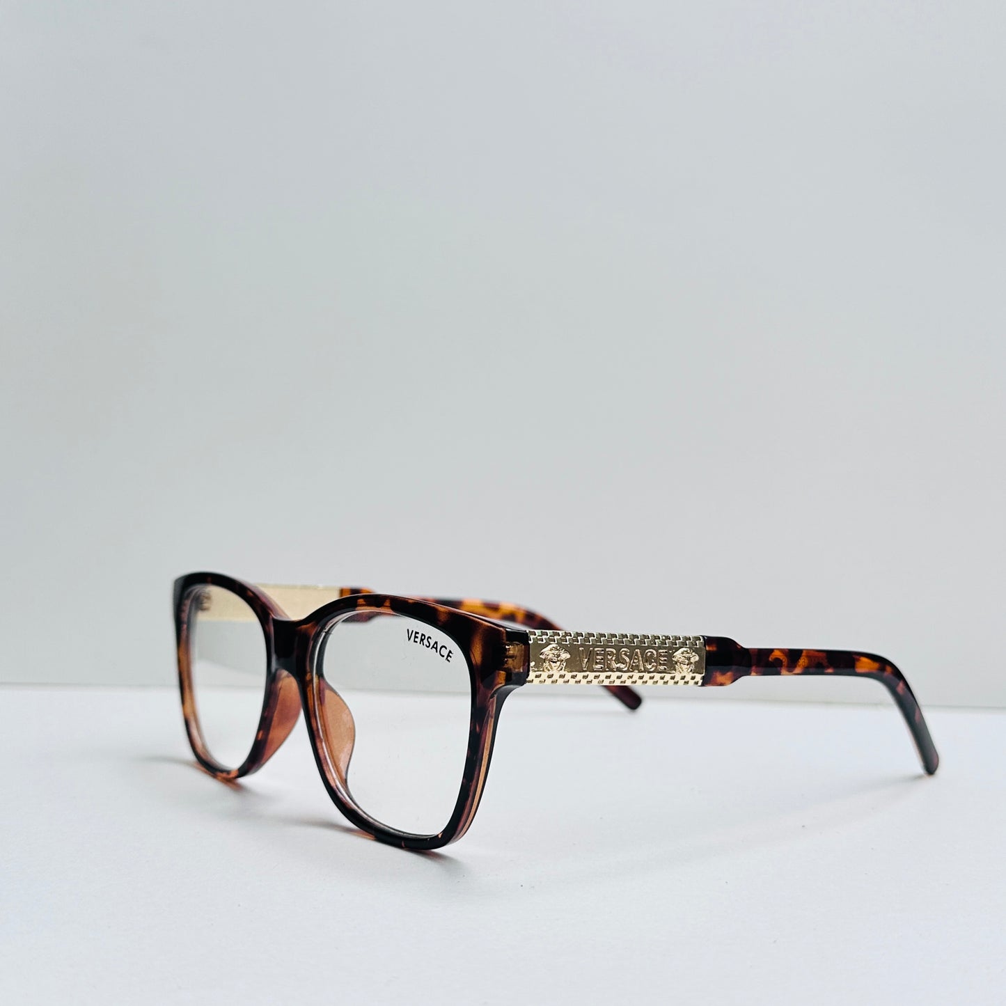 Versace Rectangular Glasses with Golden Crafted Temples