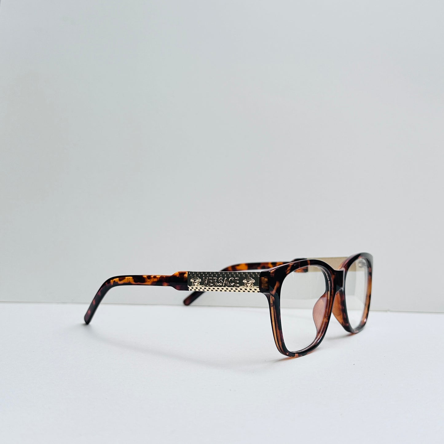 Versace Rectangular Glasses with Golden Crafted Temples