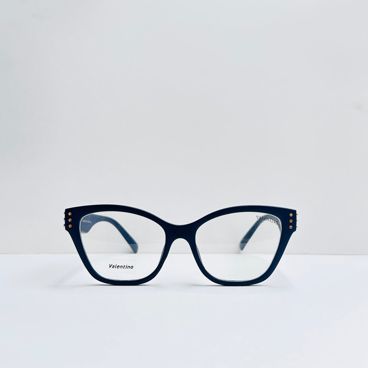 Valentino Cat-Eye Navy Blue Glasses with Stonework