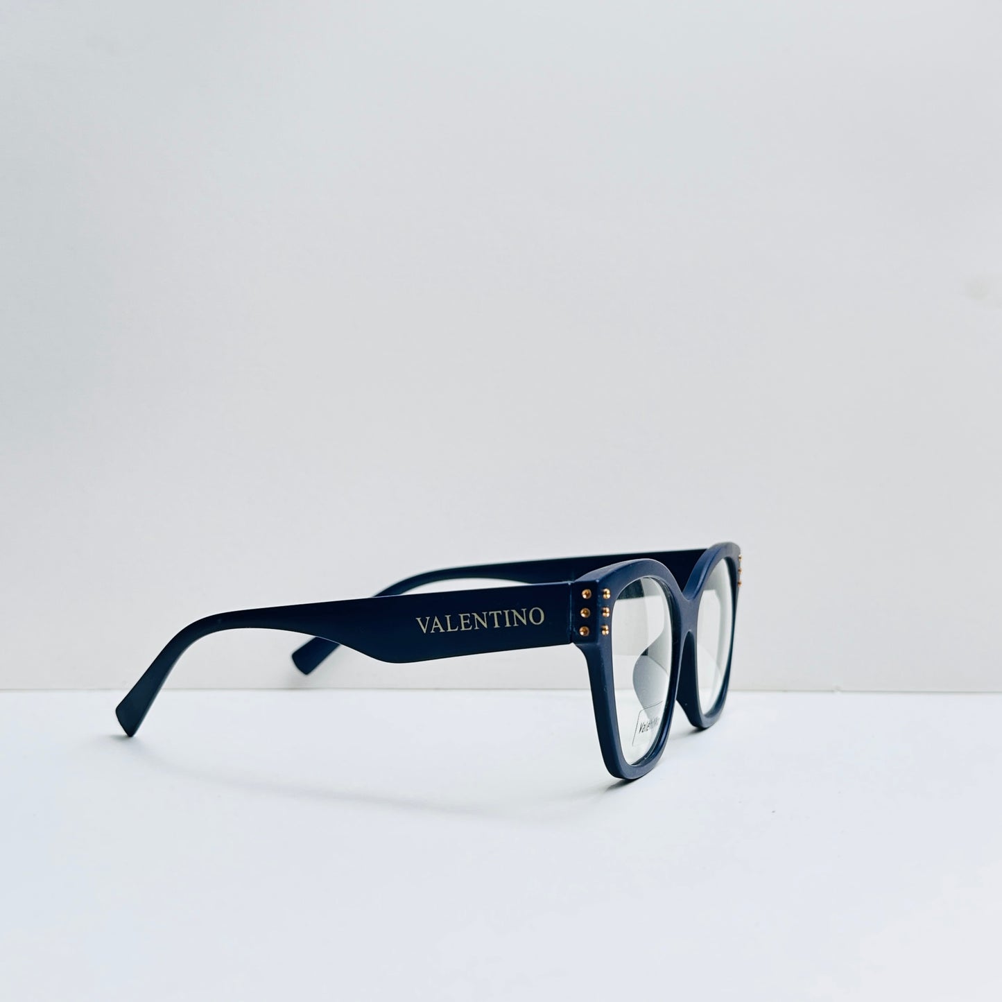 Valentino Cat-Eye Navy Blue Glasses with Stonework