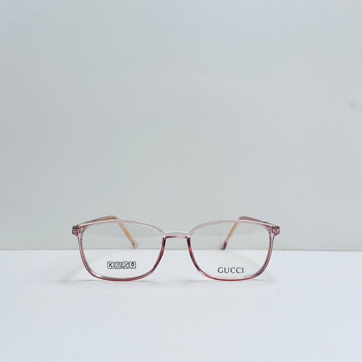 Gucci Oval Pink Transparent Glasses with Golden Temples