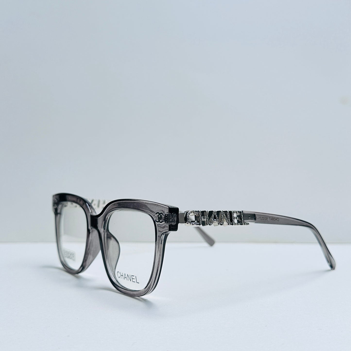 Chanel Transparent Grey with Stone-Crafted Temples