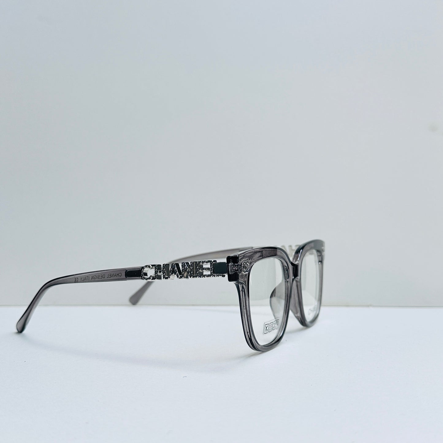 Chanel Transparent Grey with Stone-Crafted Temples