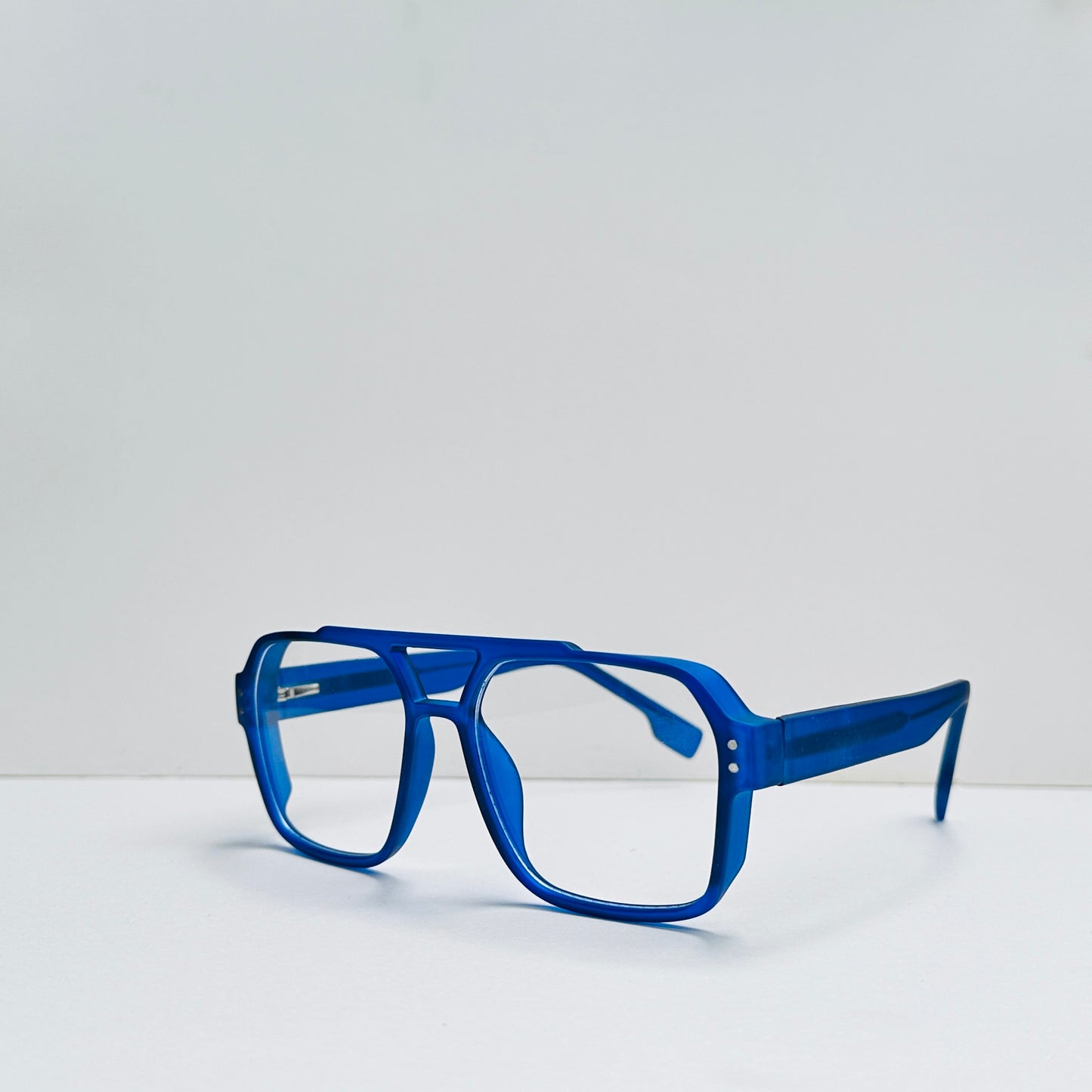 TomHardee Double Bridge Mad Blue Rectangular Glasses