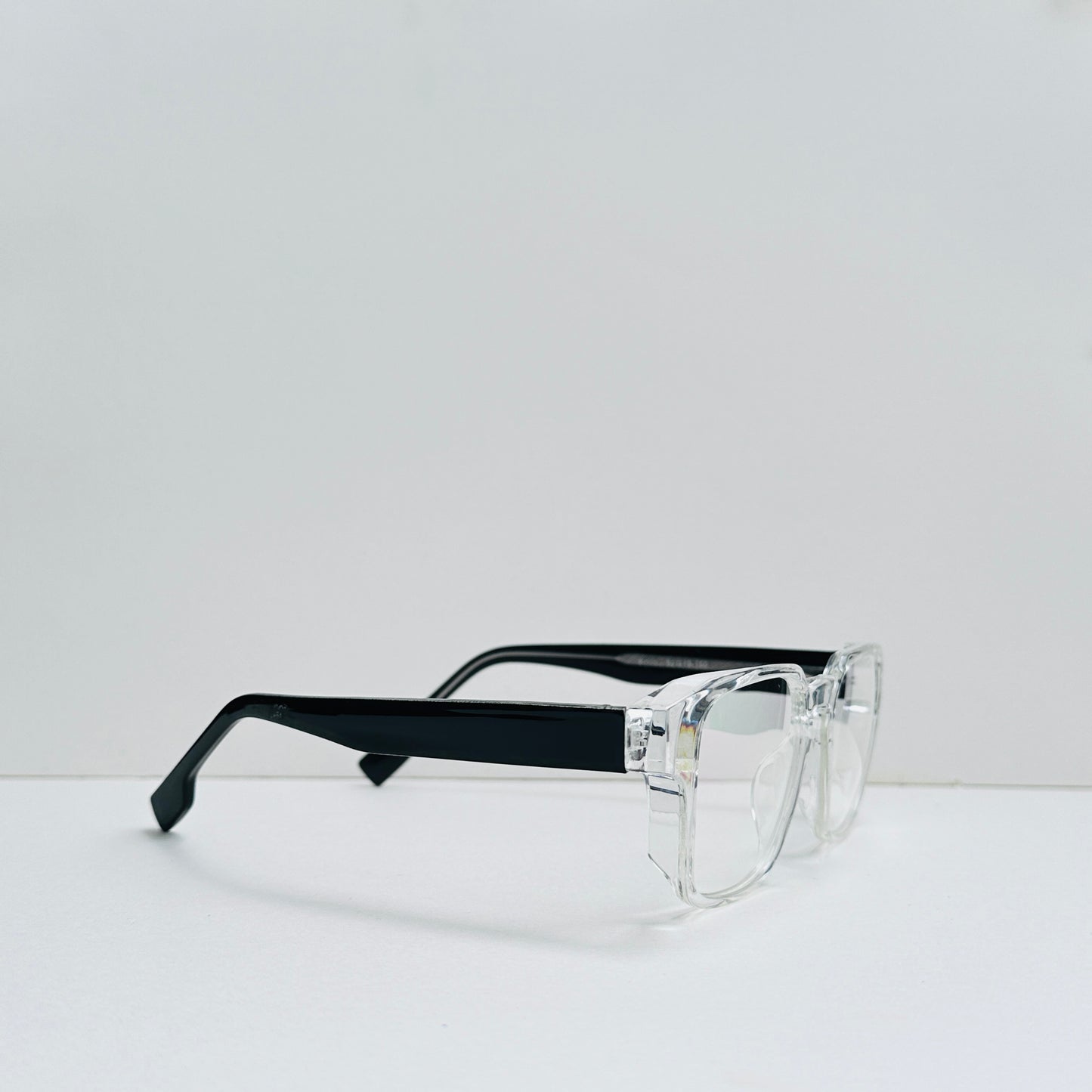 TomHardee Square White Transparent Glasses with Black Temples