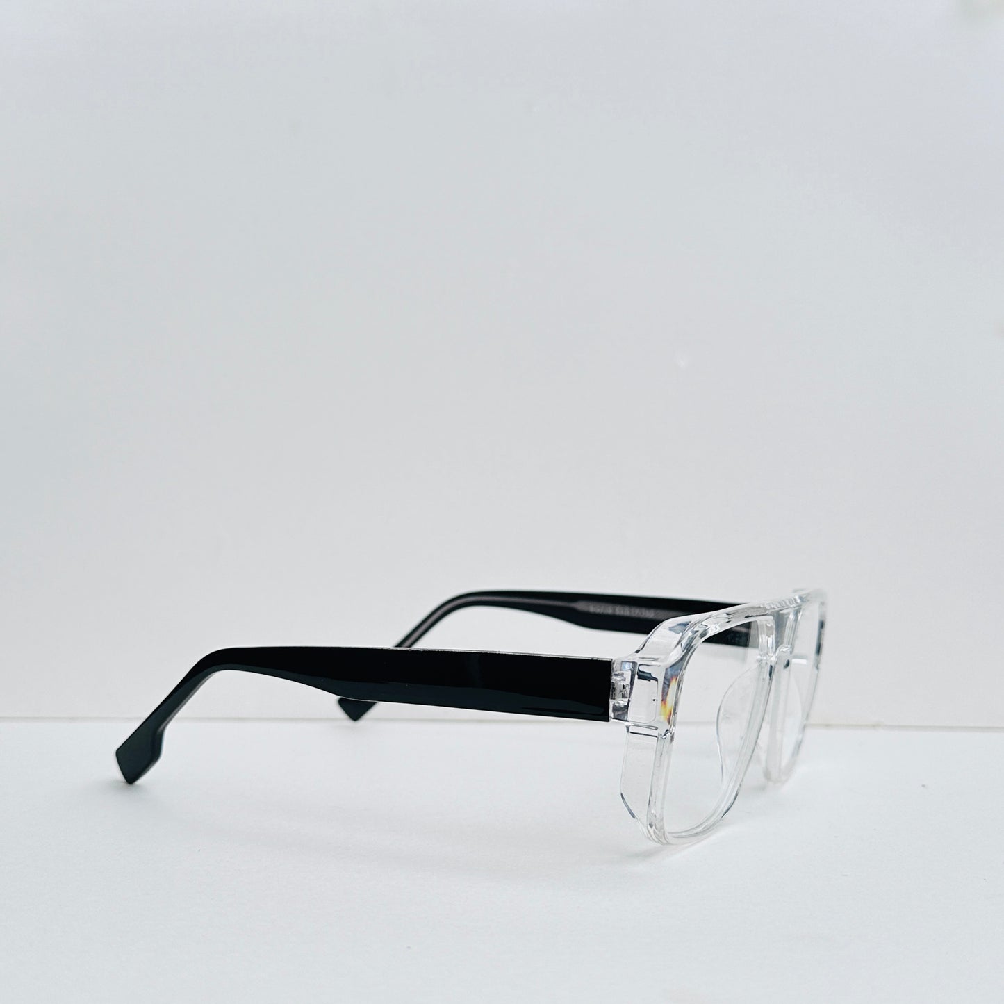 TomHardee Rectangular White Transparent Glasses with Black Stick