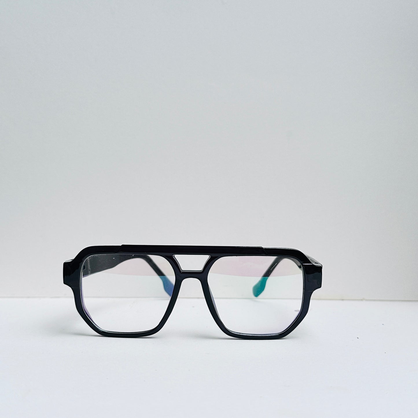 TomHardee Double Bridge Black Rectangular Glasses