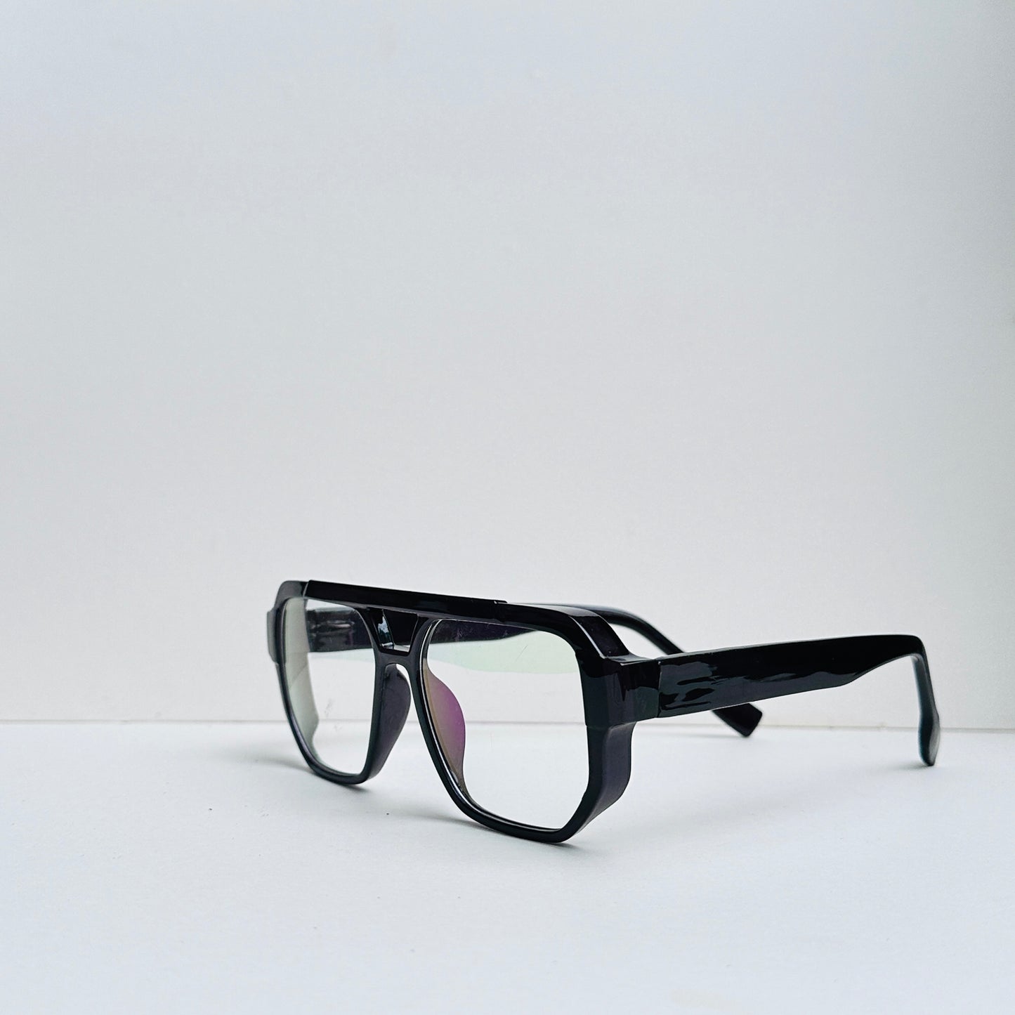 TomHardee Double Bridge Black Rectangular Glasses