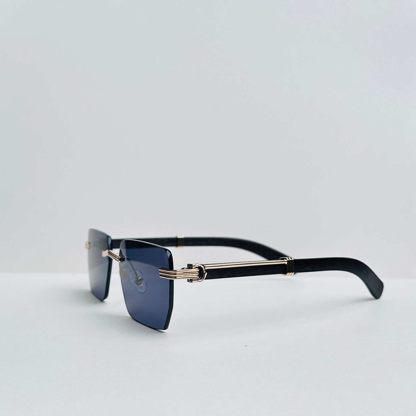 TomHardee Rimless Sunglasses with Craftwood