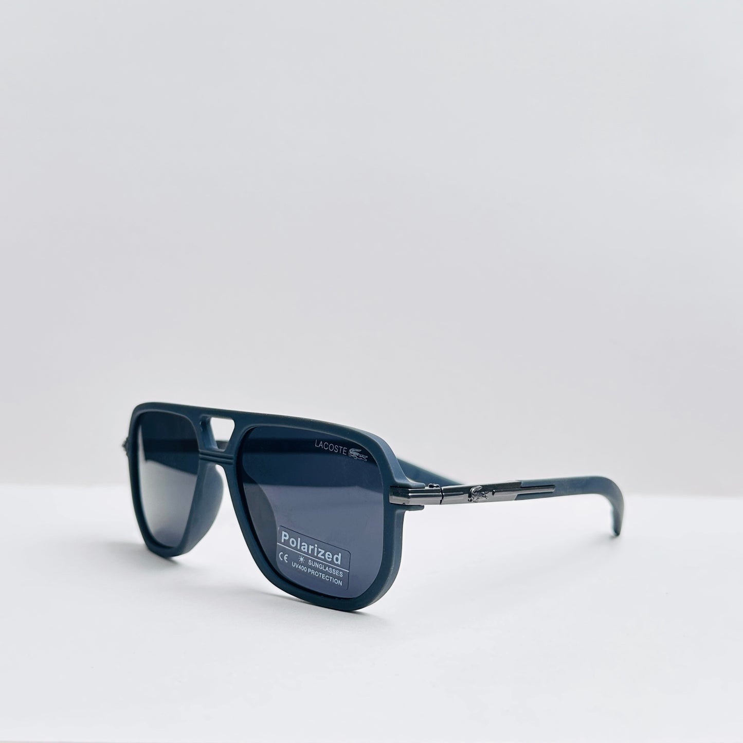 Lacoste Double-Bridge Matte Gray Sunglasses