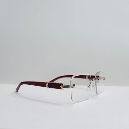 Rimless Glasses with Woodcraft TOMHARDEE