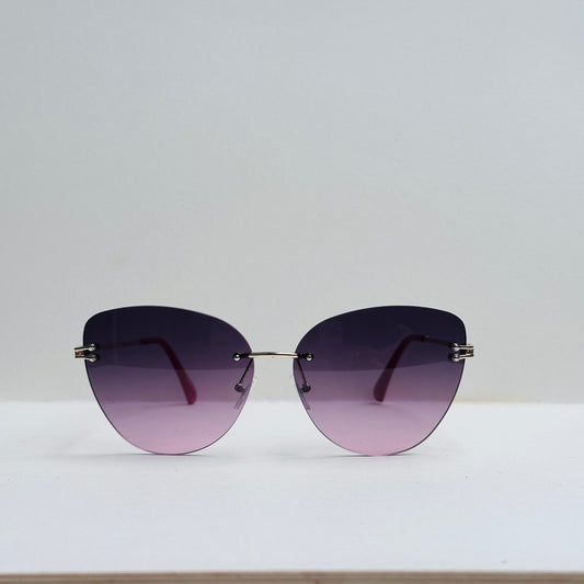 Tomhardee Rimless Cat-Eye Double-Shaded Black and Pink Sunglasses