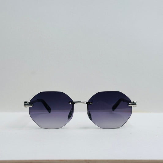 TomHardee Rectangular Black with Grey Metallic Temples