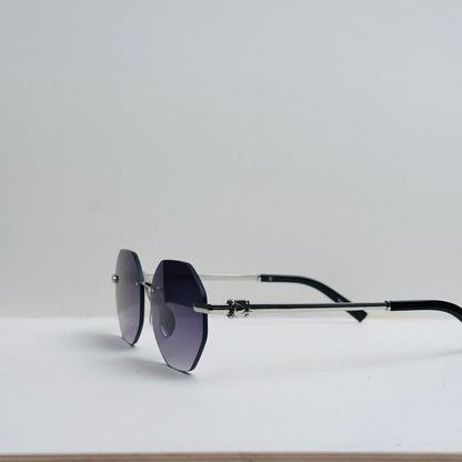 TomHardee Rectangular Black with Grey Metallic Temples