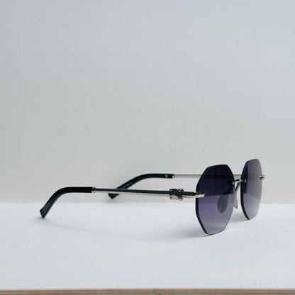TomHardee Rectangular Black with Grey Metallic Temples
