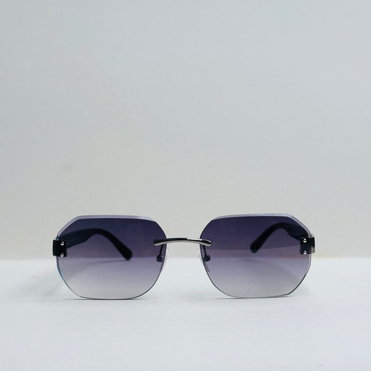 Celine Black Rectangular Rimless Double Shaded Sunglasses