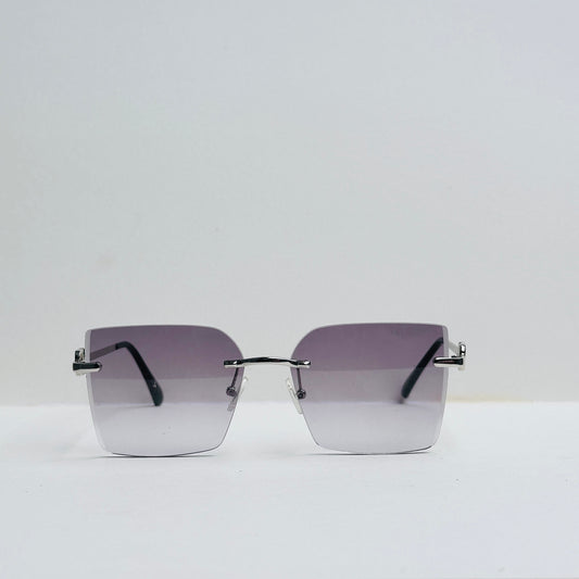 TomHardee Rimless Cat-Eye Light Grey Sunglasses