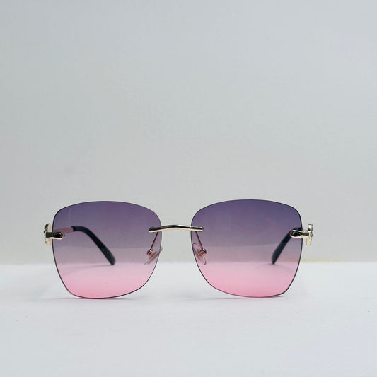 TomHardee Rimless Double-Shaded Black & Pink with Stonework Temples