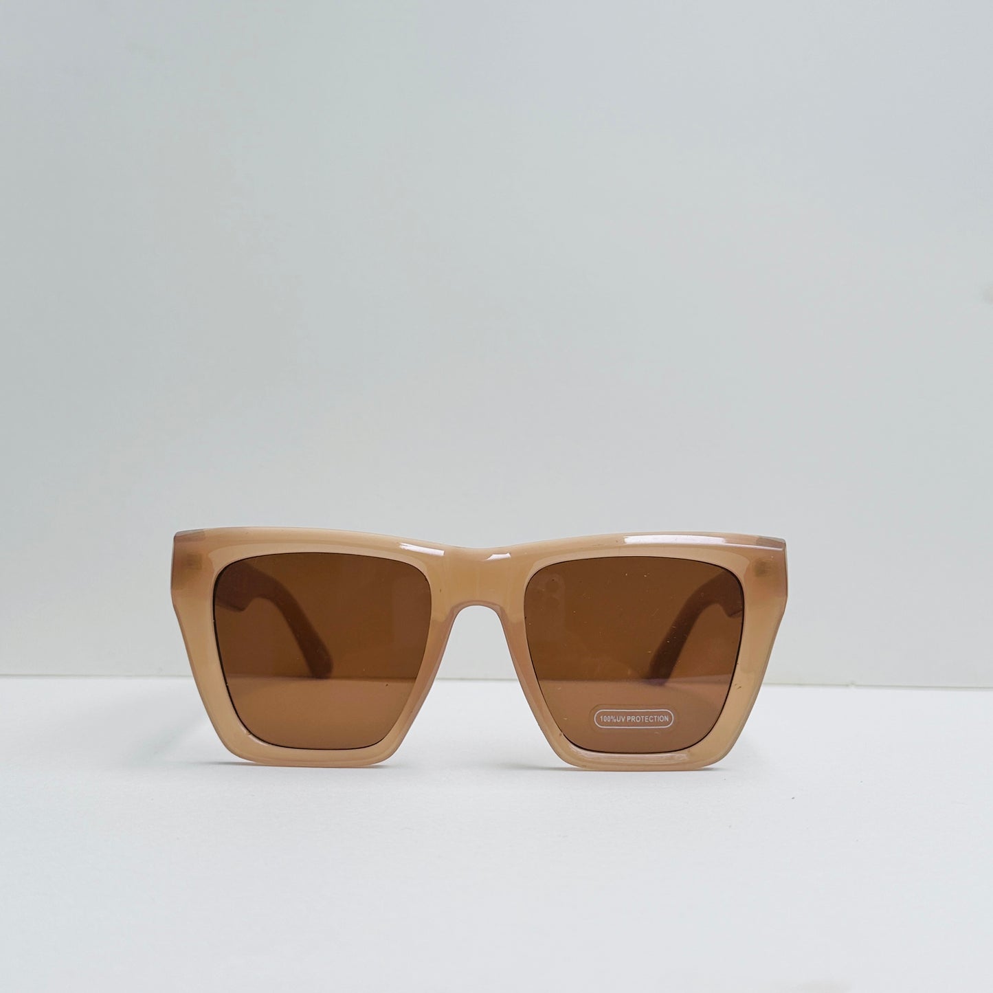 Square Shape Camel Transparent Sunglasses
