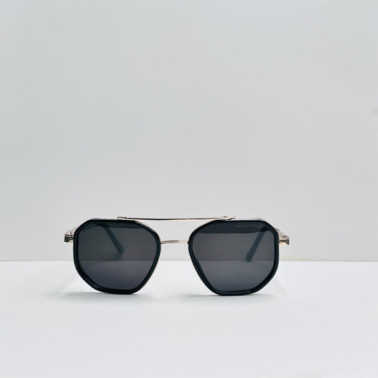 Hugo Boss Double Bridge Golden Metallic Sunglasses with Black Shades