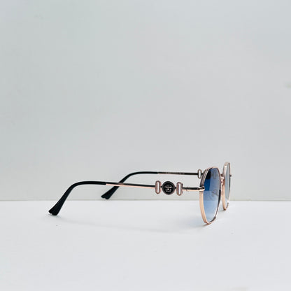 Versace Metallic Golden Blue Double Shaded Sunglasses