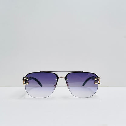 Double Bridge Black & Double-Shaded Metallic Craft Sunglasses