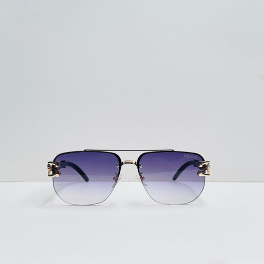 Double Bridge Black & Double-Shaded Metallic Craft Sunglasses