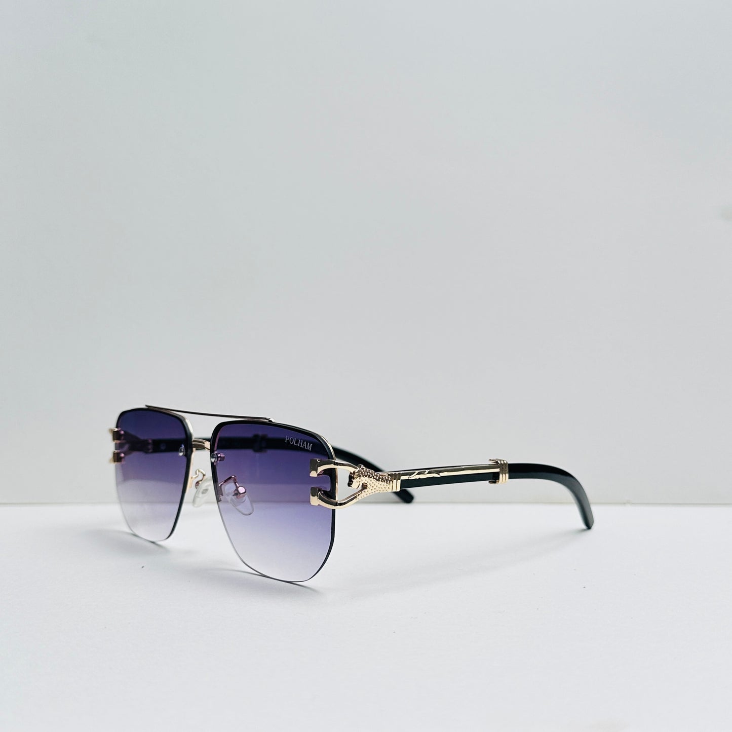 Double Bridge Black & Double-Shaded Metallic Craft Sunglasses