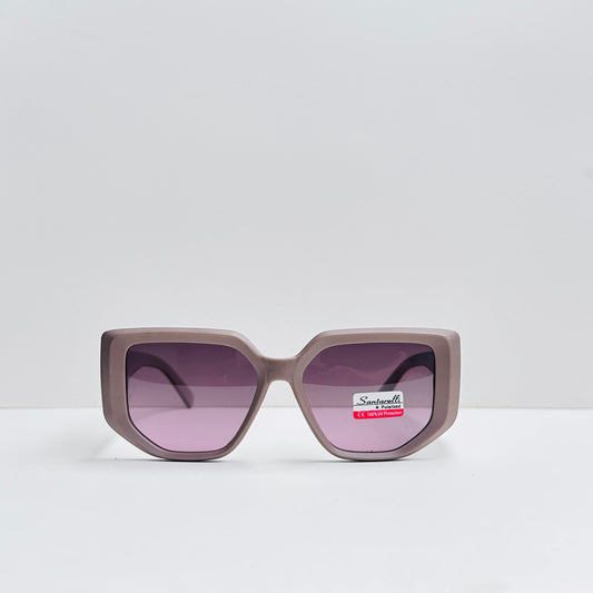 Rectangular Dark Pink Sunglasses with Black Double-Shaded Polarized Lenses
