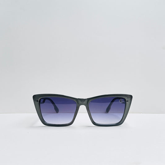 Grey Rectangular Sunglasses with Black Double-Shaded Lenses