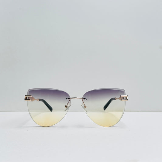 Maybach Cat-Eye Double Shaded Metallic Draft Rimless Sunglasses