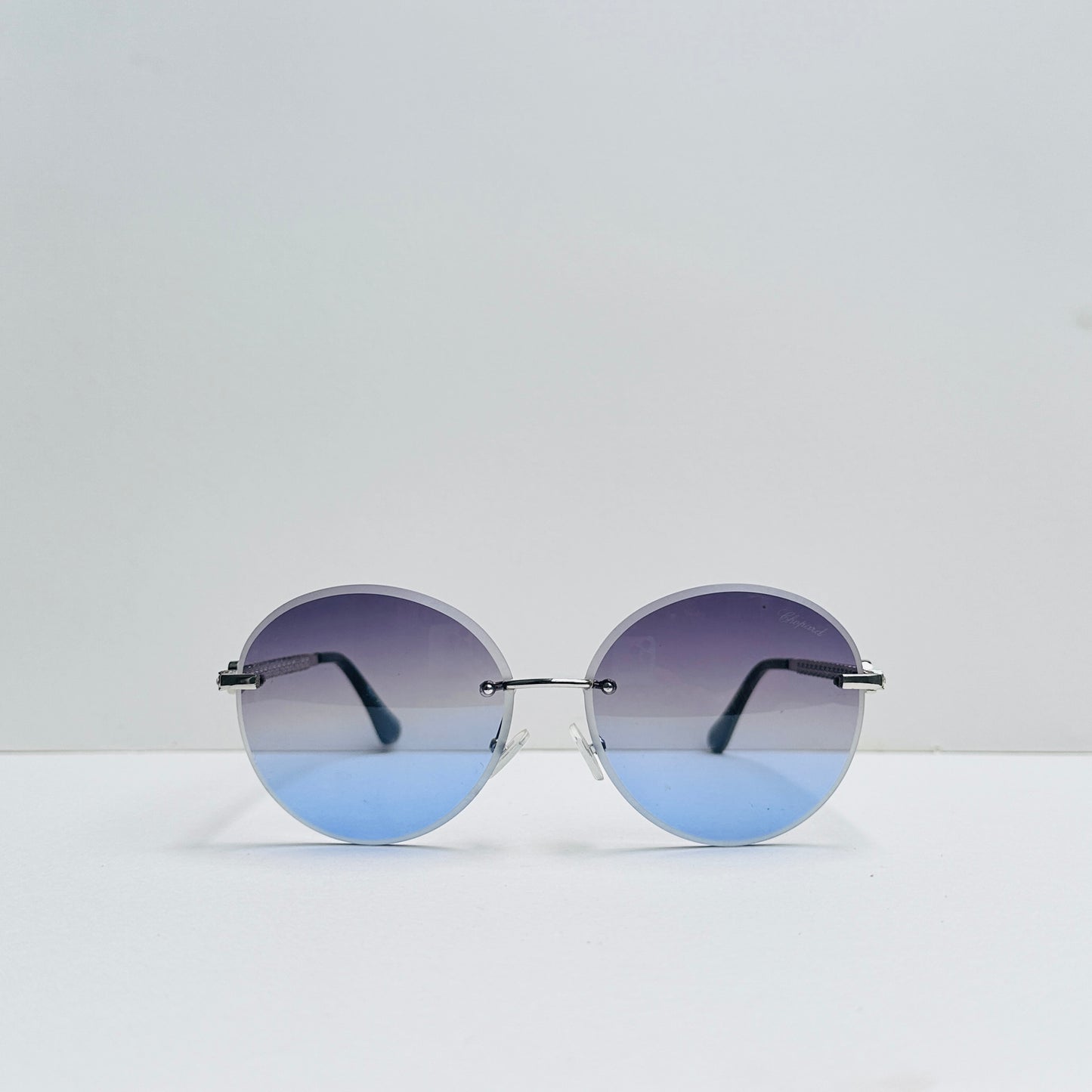 TomHardee Oval Metallic Silver Sunglasses with Triple Shaded Lenses & Stonework stick