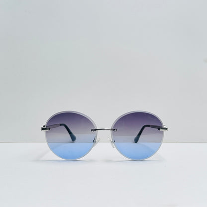 TomHardee Oval Metallic Silver Sunglasses with Triple Shaded Lenses & Stonework stick