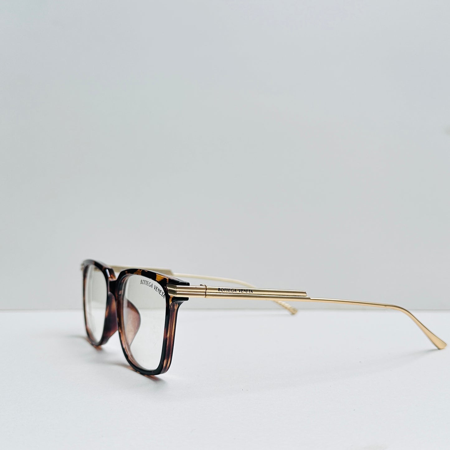 Bottega Veneta Square Sunglasses with Golden Metallic Stick