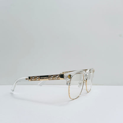 Versace White Transparent Glasses with Golden Crafted Temples