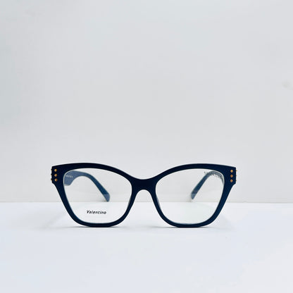 Valentino Cat-Eye Navy Blue Glasses with Stonework