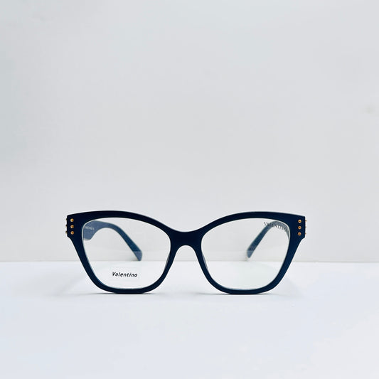 Valentino Cat-Eye Navy Blue Glasses with Stonework